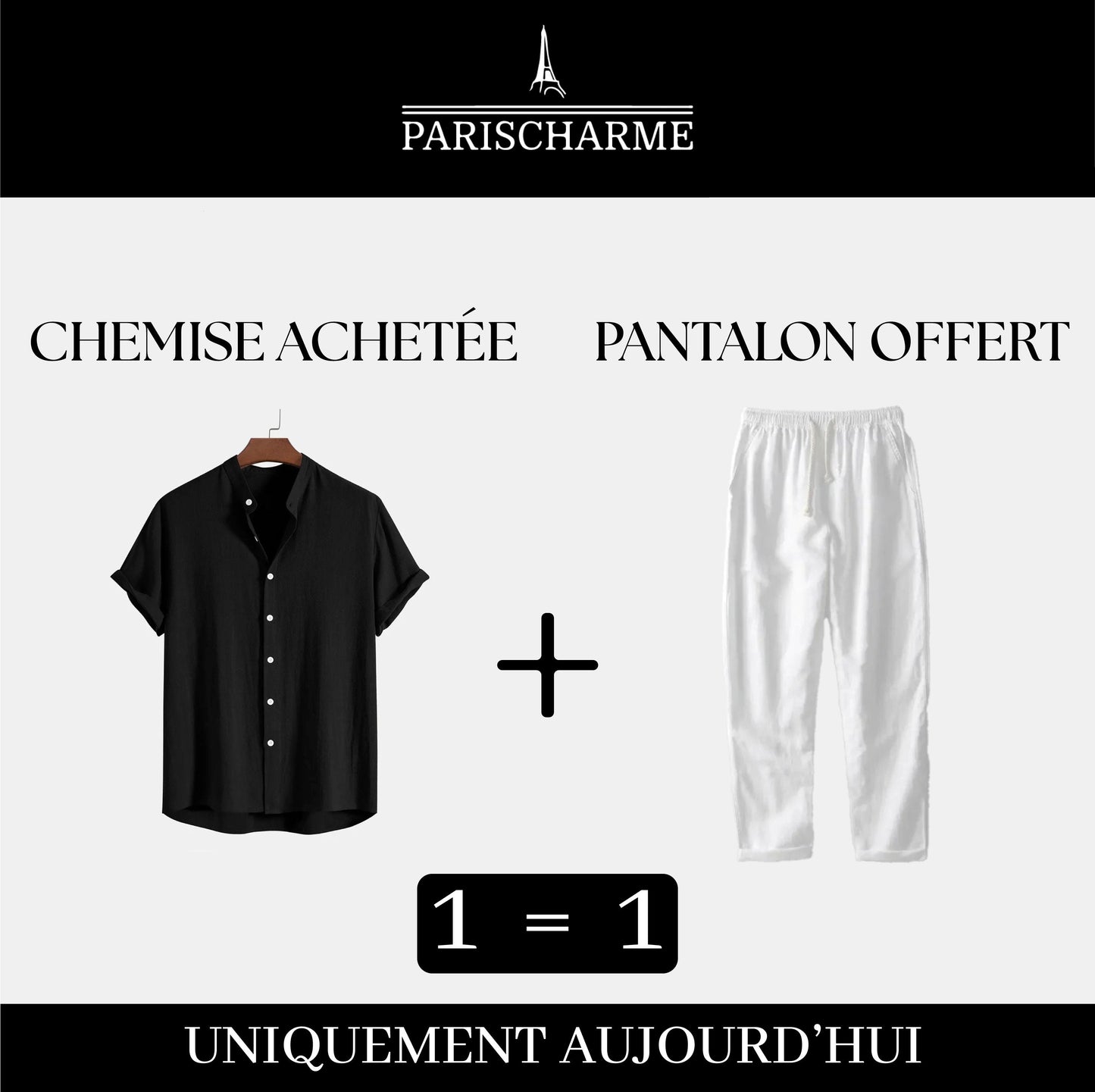 Tenue en lin: 1 Chemise Achetée, 1 Pantalon Offert