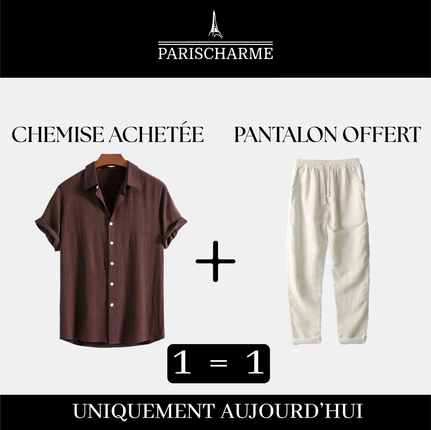 Tenue en lin: 1 Chemise Achetée, 1 Pantalon Offert